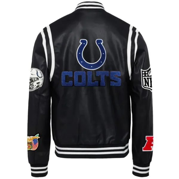 Indianapolis Colts Jeff Hamilton Black Leather Varsity Jacket