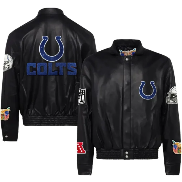 Indianapolis Colts Jeff Hamilton Leather Varsity Jacket