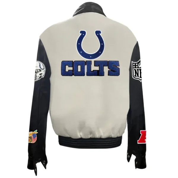 Indianapolis Colts Jeff Hamilton Stand Up Collar Wool & Leather Varsity Jacket