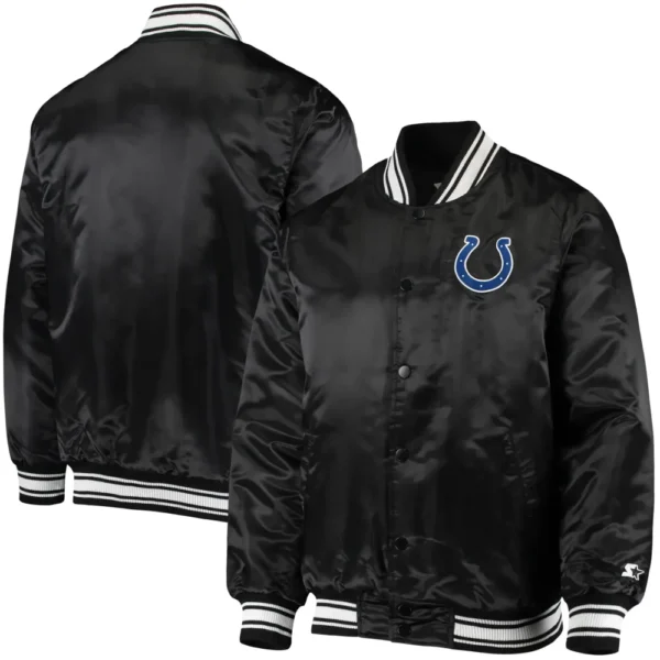 Indianapolis Colts Locker Room Satin Varsity Black Jacket