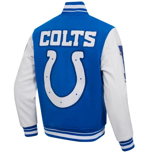 Indianapolis Colts Mashup Rib Blue/White Wool & Leather Varsity Jacket