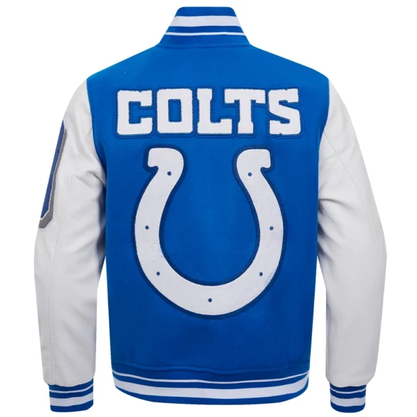 Indianapolis Colts Mashup Rib Blue/White Wool & Leather Varsity Jacket