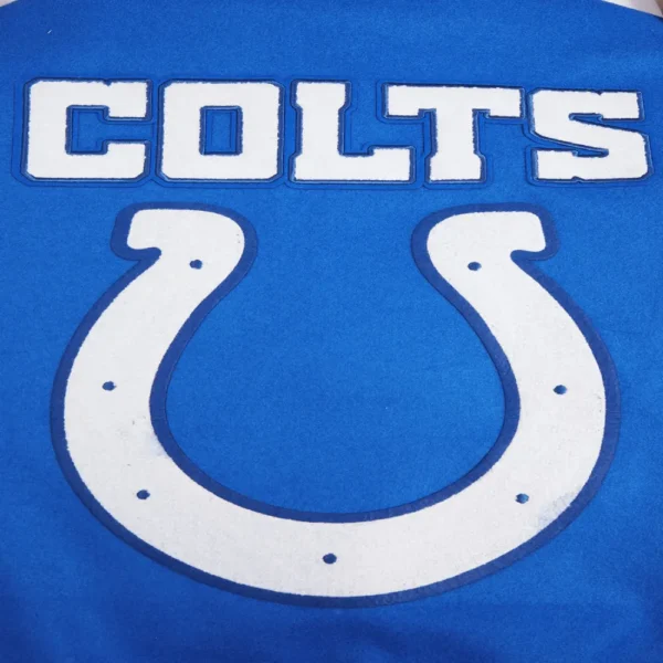 Indianapolis Colts Mashup Rib Blue/White Wool & Leather Varsity Jacket