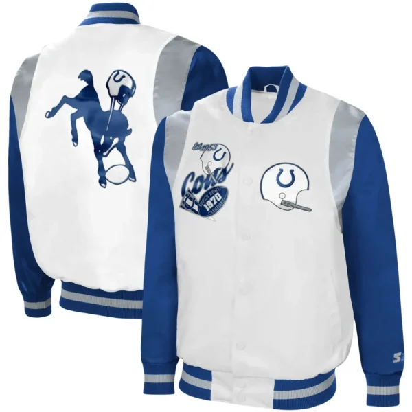 Indianapolis Colts Retro Full-Snap Satin Varsity Jacket