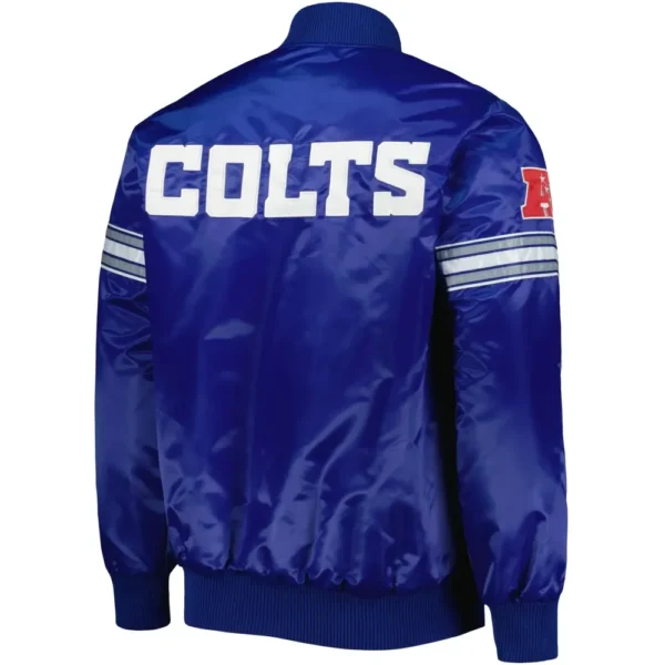 Indianapolis Colts Satin Varsity Full-Snap Royal Jacket