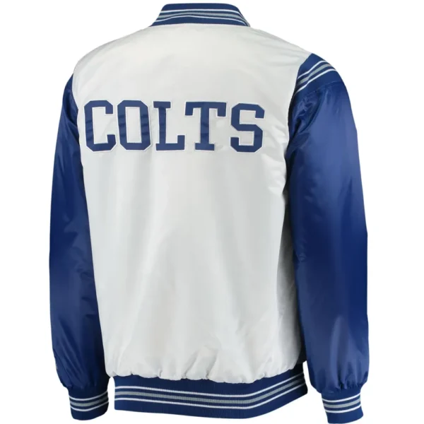 Indianapolis Colts Satin Varsity Jacket With Colts Logo