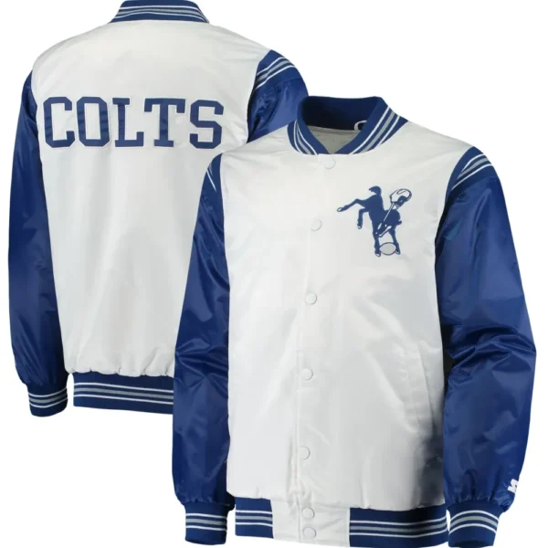 Indianapolis Colts Satin Varsity Jacket With Colts Logo