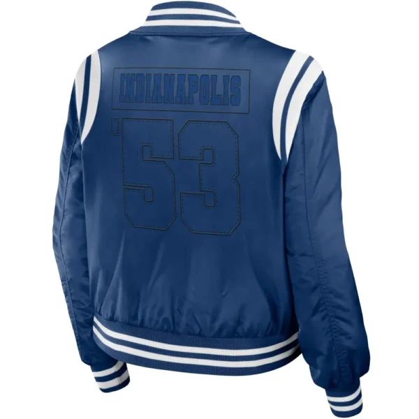 Indianapolis Colts Satin Varsity Zipper Jacket Royal Blue