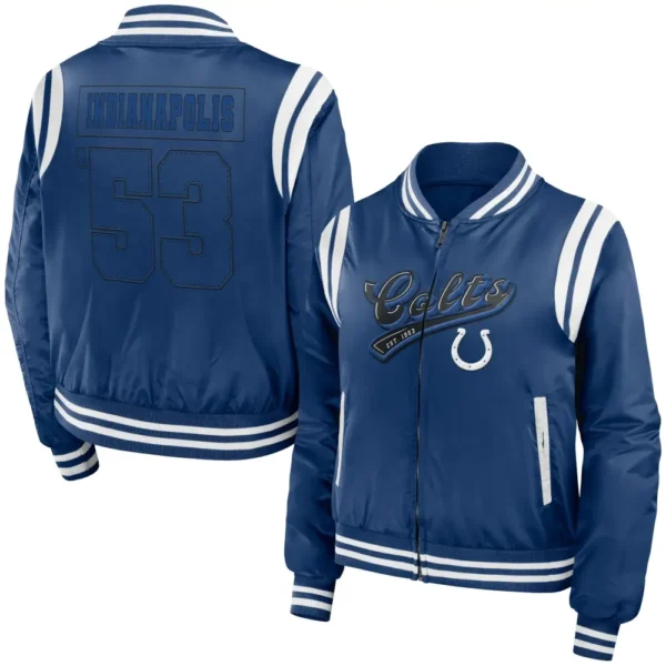 Indianapolis Colts Satin Varsity Zipper Jacket Royal Blue