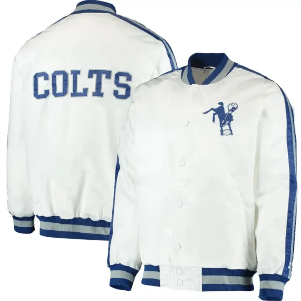 Indianapolis Colts Team III Satin Varsity White Jacket