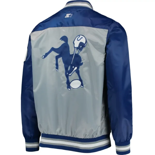 Indianapolis Colts The Tradition II Team Satin Varsity Jacket Gray & Blue