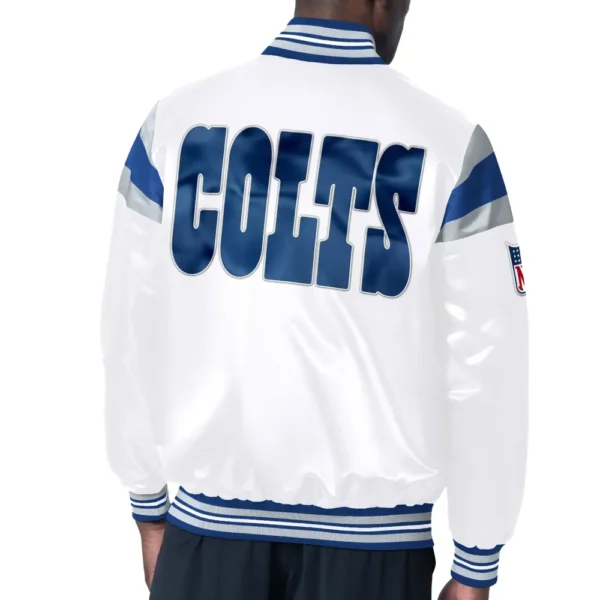 Indianapolis Colts Vintage Satin Varsity White Jacket