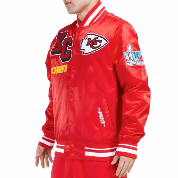 Kansas City Chiefs Mashup Full-Snap Red Satin Varsity Jacket