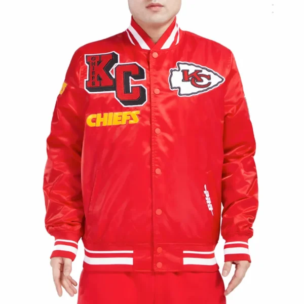 Kansas City Chiefs Mashup Full-Snap Red Satin Varsity Jacket