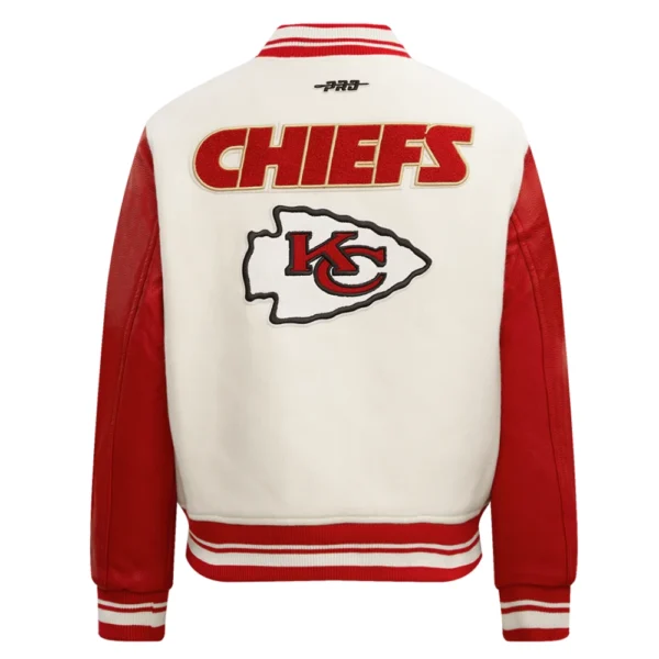 Kansas City Chiefs Retro Classic Women’s White/Red Wool & Leather Varsity Jacket