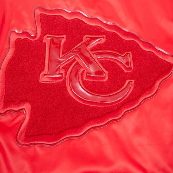 Kansas City Chiefs Old English Full-Snap Gray Satin Varsity Jacket