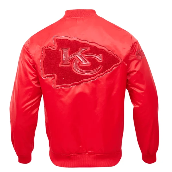 Kansas City Chiefs Old English Full-Snap Gray Satin Varsity Jacket