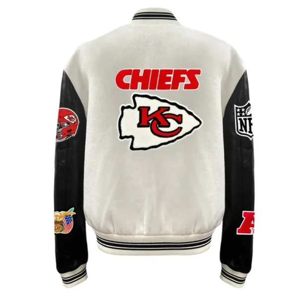 Kansas City Chiefs White/Black Wool & Leather Varsity Jacket