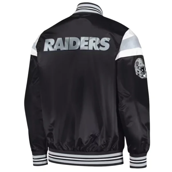 Las Vegas Raiders Full-Snap Black Satin Varsity Jacket