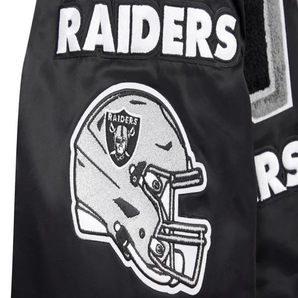 Las Vegas Raiders Mashup Full-Snap Black Satin Varsity Jacket