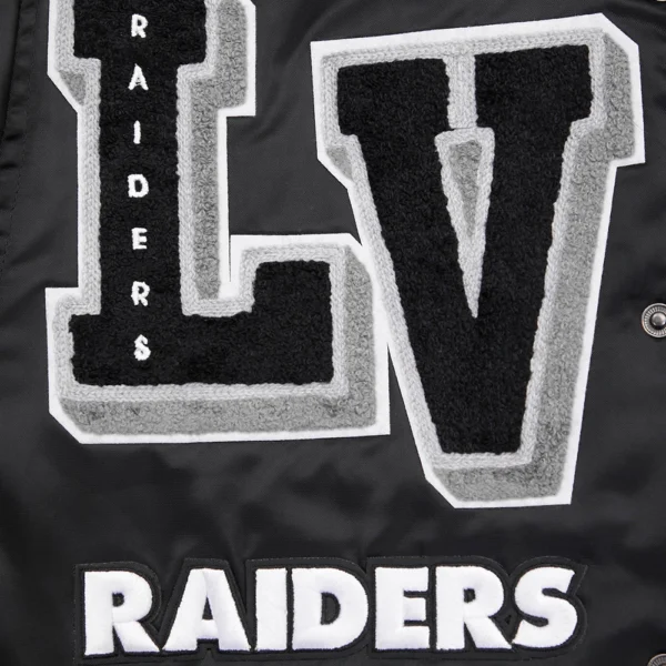 Las Vegas Raiders Mashup Full-Snap Black Satin Varsity Jacket