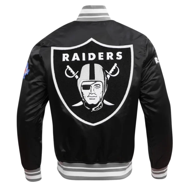 Las Vegas Raiders Mashup Full-Snap Black Satin Varsity Jacket