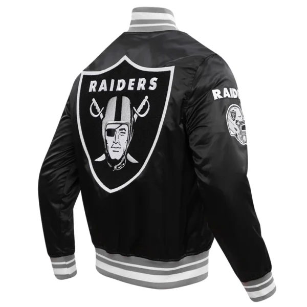 Las Vegas Raiders Mashup Full-Snap Black Satin Varsity Jacket