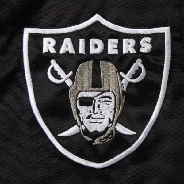 Las Vegas Raiders Prime Time Full-Snap Black Satin Varsity Jacket