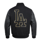 Los Angeles Dodgers Black & Gold Varsity Jacket Wool & Leath