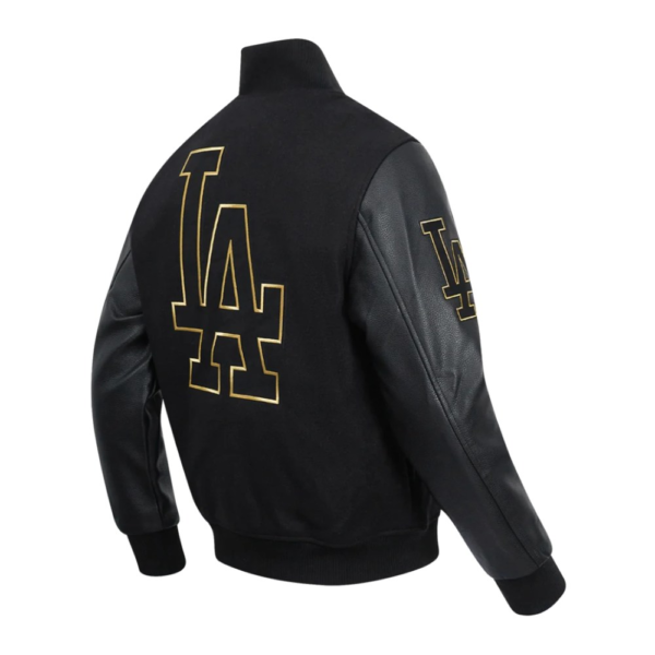 Los Angeles Dodgers Black & Gold Varsity Jacket Wool & Leathe