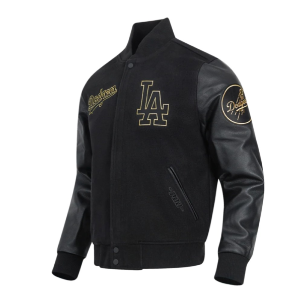 Los Angeles Dodgers Black & Gold Varsity Jacket Wool & Leather