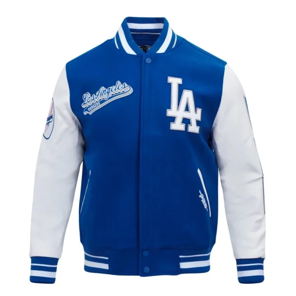 Los Angeles Dodgers Blue & White Script Tail Varsity Jacke