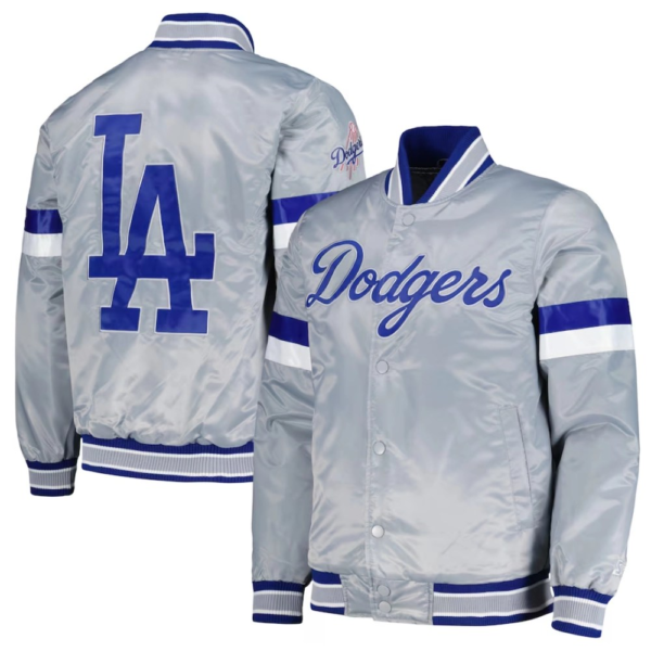 Los Angeles Dodgers Gray Satin Varsity Jacket Home Ga