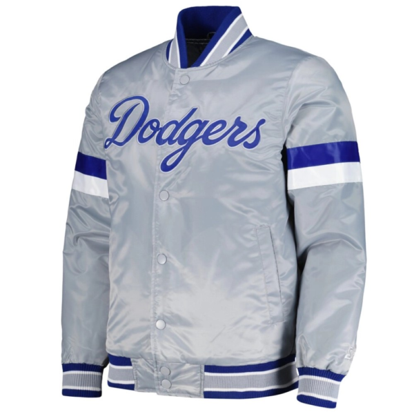 Los Angeles Dodgers Gray Satin Varsity Jacket Home Game