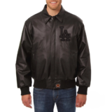 Los Angeles Dodgers Leather Bomber Varsity Jacket Full Black