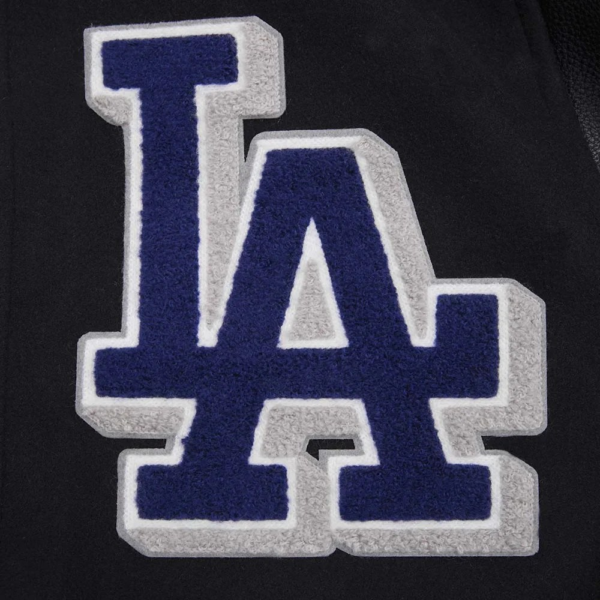 Los Angeles Dodgers Mashup Wool & Leather Varsity Jacket Black.