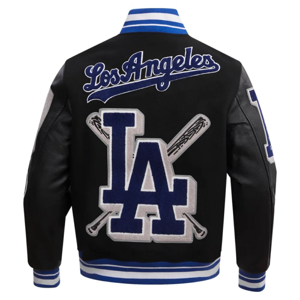 Los Angeles Dodgers Mashup Wool & Leather Varsity Jacket Bla