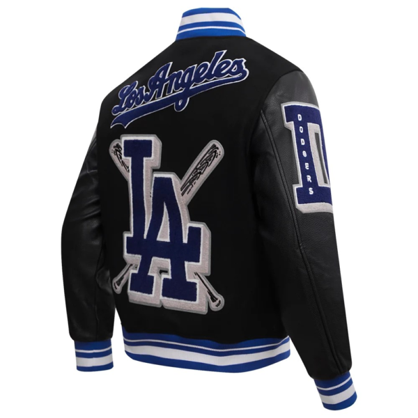 Los Angeles Dodgers Mashup Wool & Leather Varsity Jacket Blac