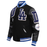 Los Angeles Dodgers Mashup Wool & Leather Varsity Jacket Black