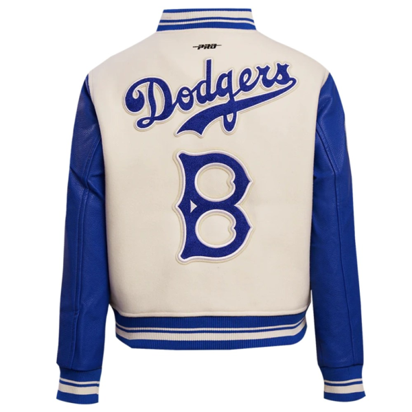 Los Angeles Dodgers Retro Classic Women’s Wool & Leather Varsity Jacket Cream B