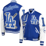 Los Angeles Dodgers Royal Blue Mash Up Logo Varsity Jacke