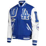 Los Angeles Dodgers Royal Blue Mash Up Logo Varsity Jacket.