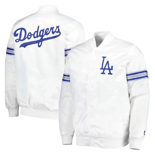 Los Angeles Dodgers White Power Forward Full-Snap Satin Varsity Jack