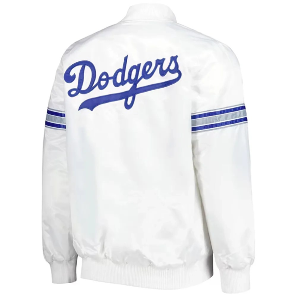 Los Angeles Dodgers White Power Forward Full-Snap Satin Varsity Jacke