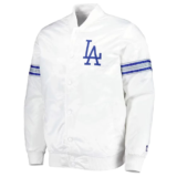 Los Angeles Dodgers White Power Forward Full-Snap Satin Varsity Jacket