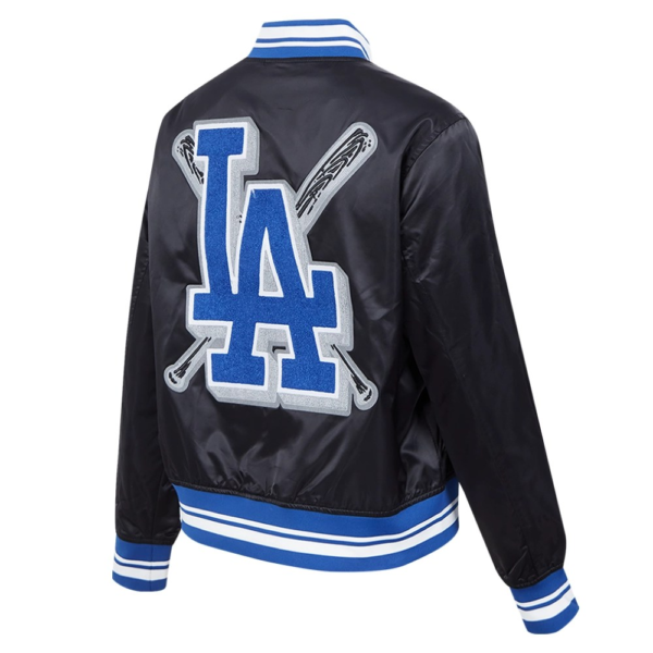 Los Angeles Dodgers Women’s Black Mashup Satin Varsity Jac