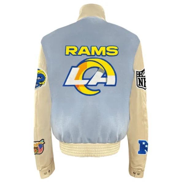 Los Angeles Rams Blue/Cream Wool & Leather Varsity Jacket