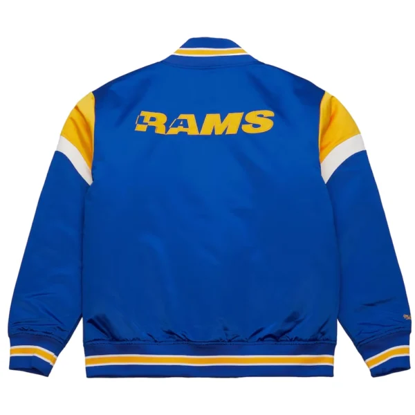 Los Angeles Rams Cooperstown Full-Snap Blue Satin Varsity Jacket