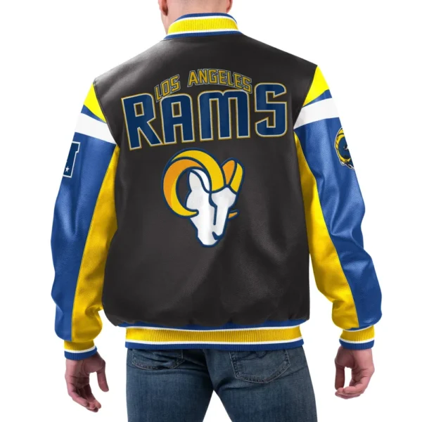 Los Angeles Rams Full-Zip Black Leather Varsity Jacket