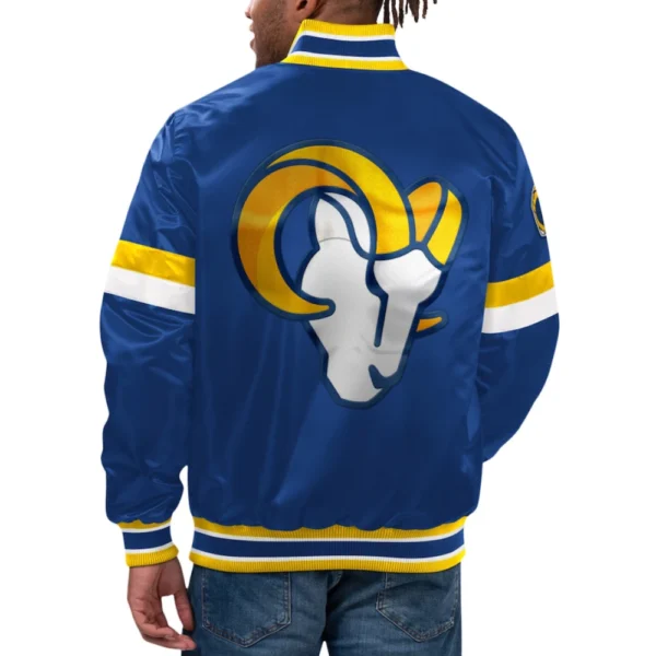 Los Angeles Rams Home Game Blue Satin Varsity Jacket